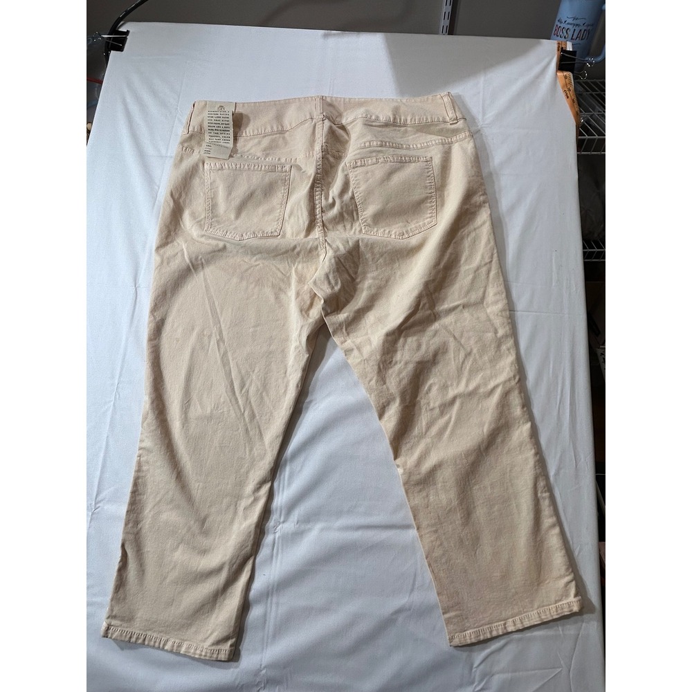 Talbots Signature Crop Pants Womens 20W Peach Beige Garment Dyed Stretch Cotton